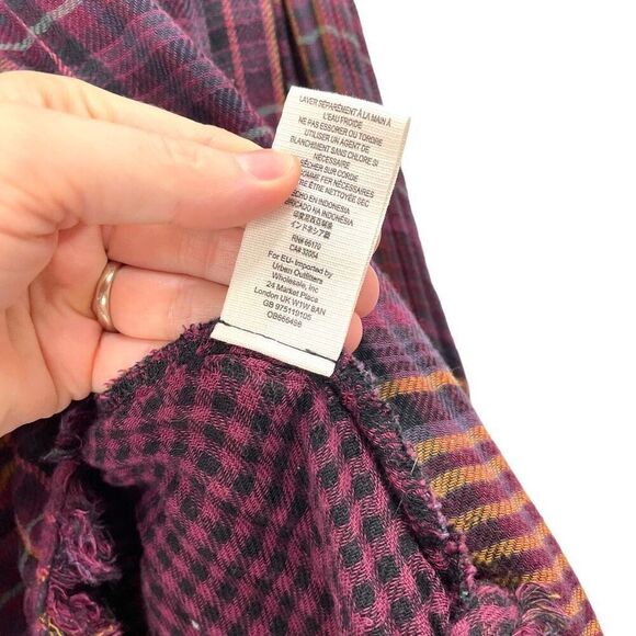 Free People Come On Over Oversized Plaid Shirt top Size XS boho lagenlook - Picture 9 of 10